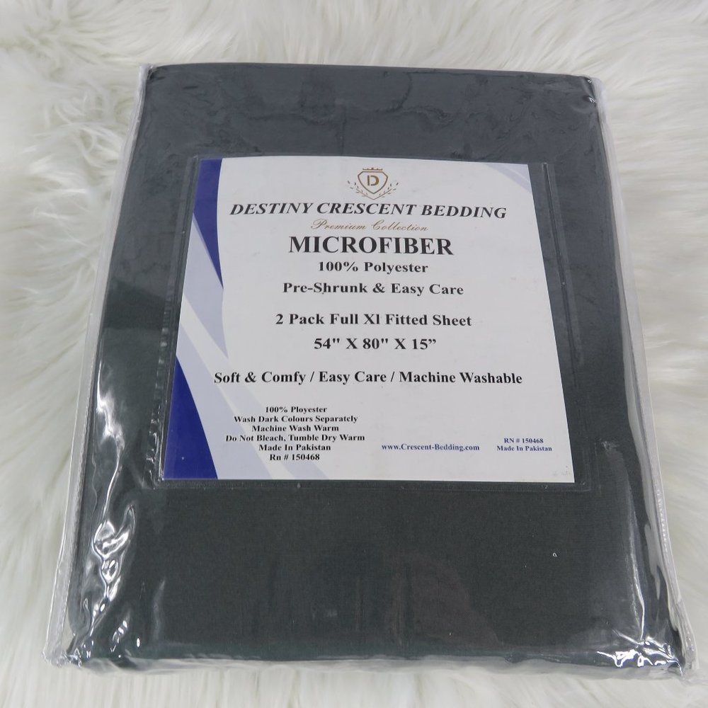 NEW - Microfiber Fitted Bed Sheets (2-Pack) - Grey